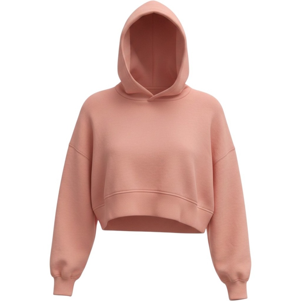 Forever 21 W/ Purpose Womens Cropped Hoodie Peach Pink Fleece‎ Sweatshirt Size M